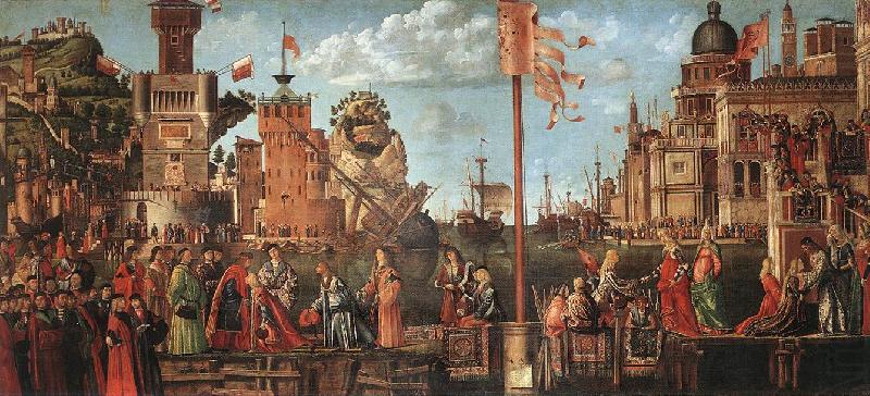 CARPACCIO, Vittore Meeting of the Betrothed Couple and the Departure of the Pilgrims china oil painting image